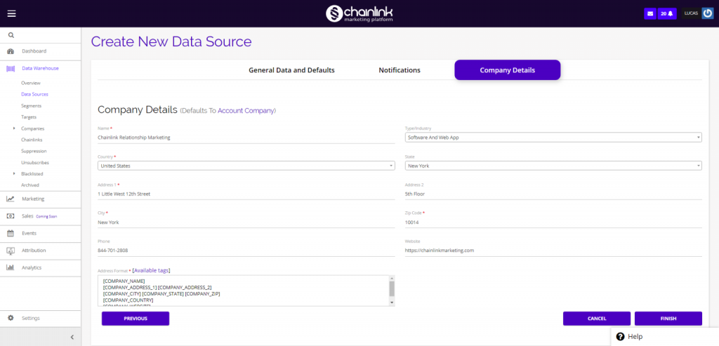 Chainlink new data source company details