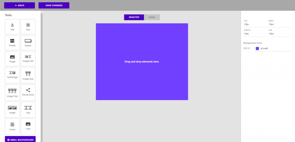 Chainlink marketing platform drag and drop editor