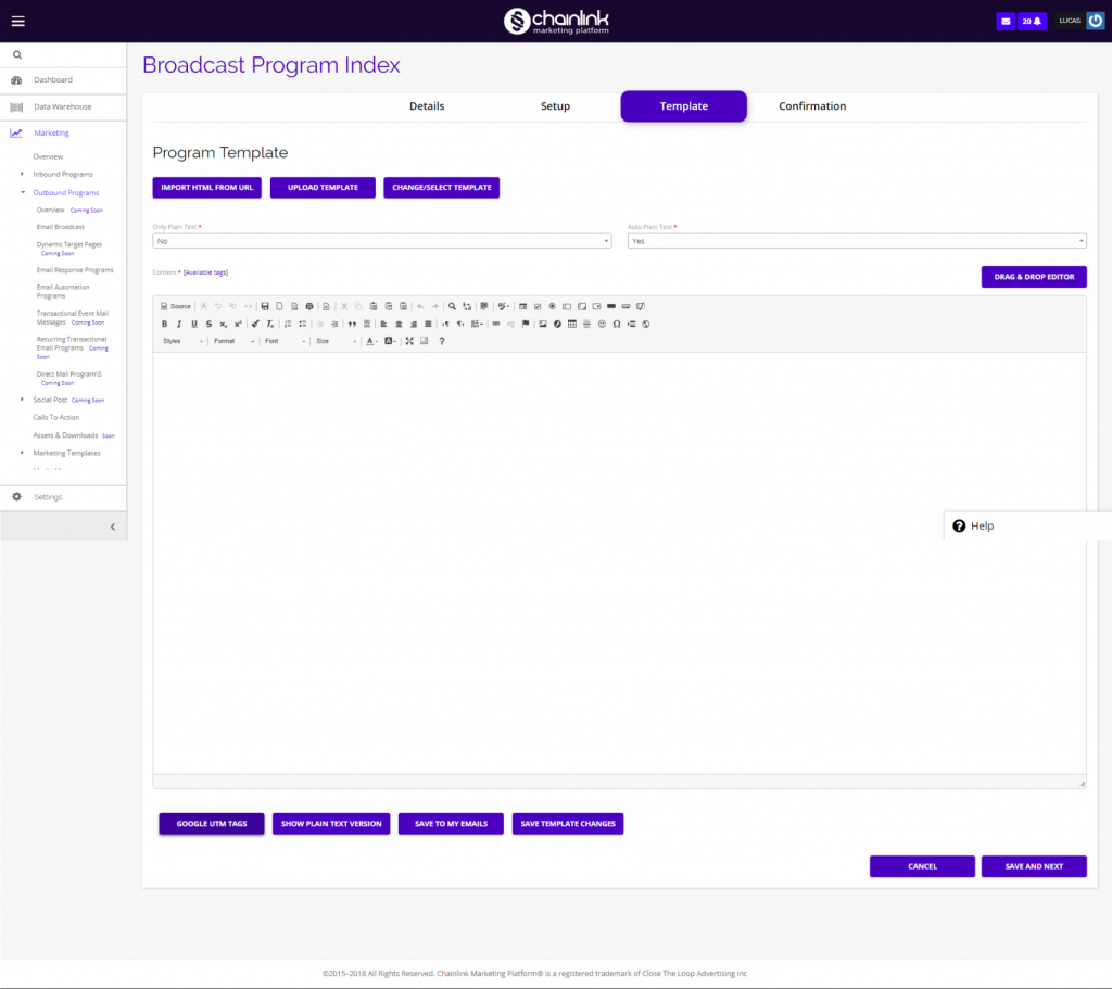 Chainlink email broadcast template