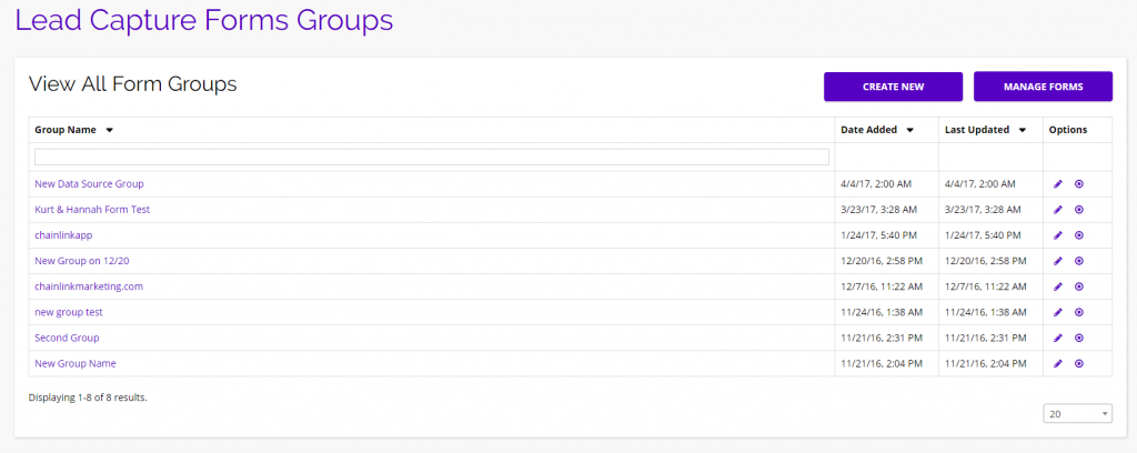 chainlink marketing platform form groups