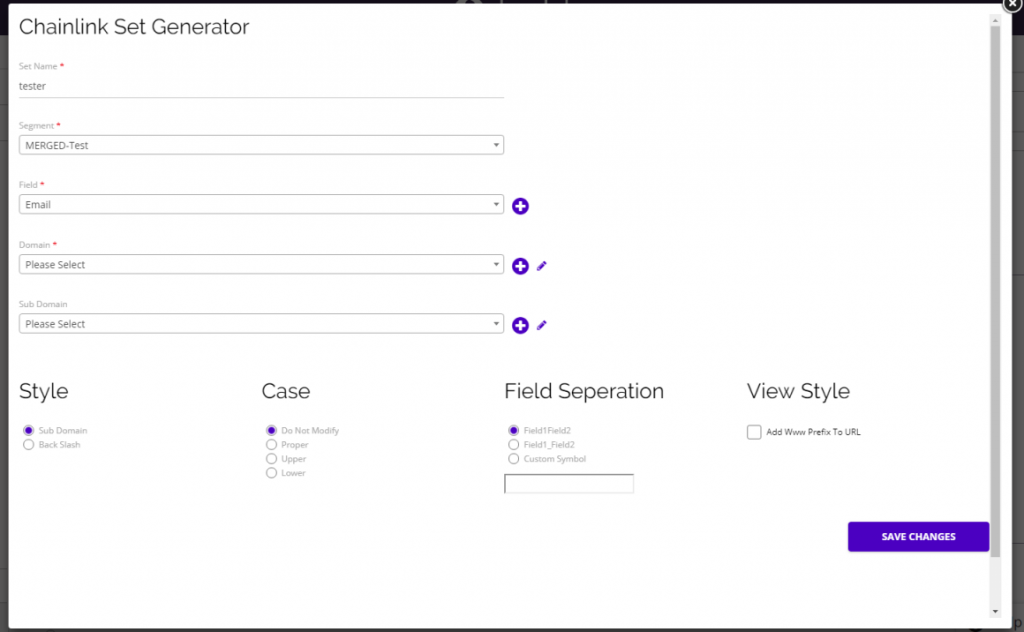 Chainlink marketing platform generate PURLs
