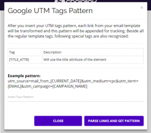 Chainlink marketing platform Google UTM tags pattern