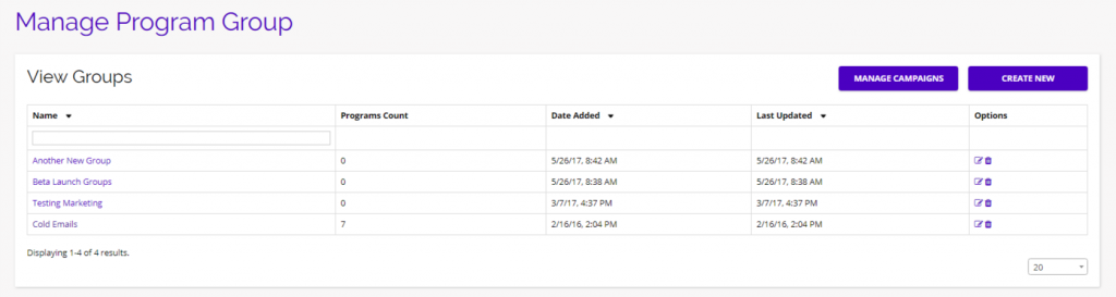 Chainlink manage program groups