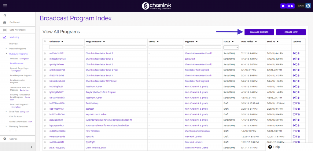 Chainlink navigate manage groups
