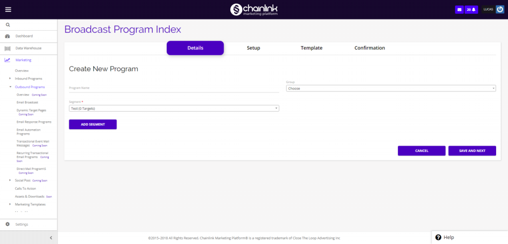 Chainlink new email broadcast details