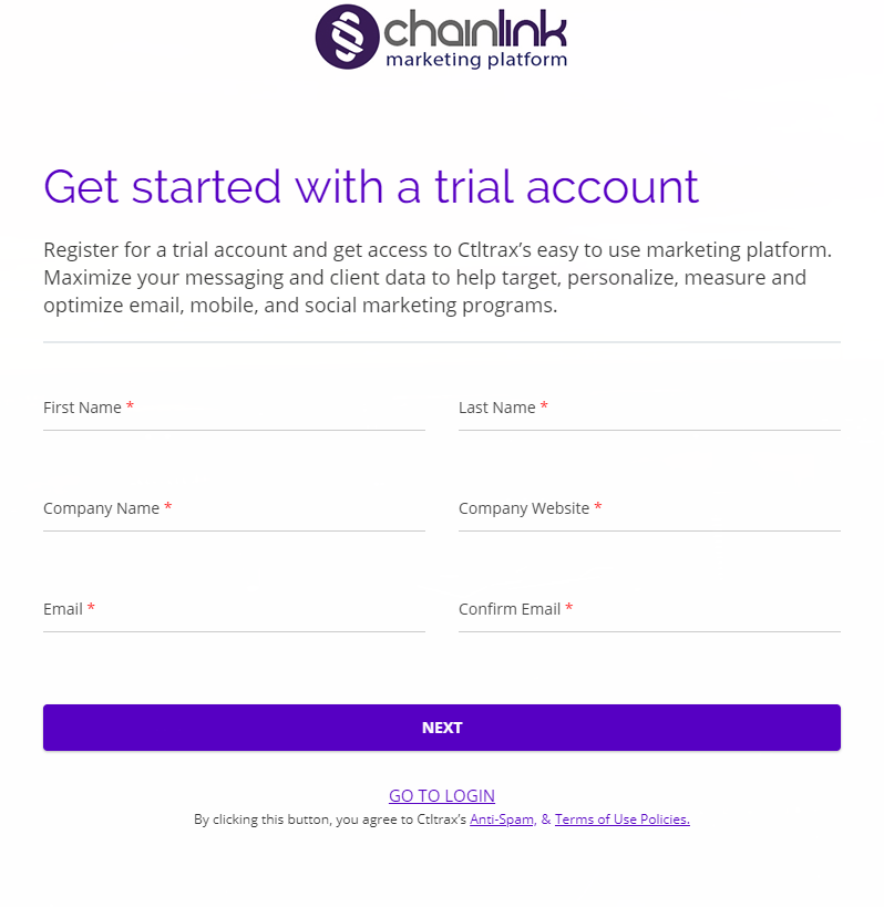chainlink marketing platform sign up