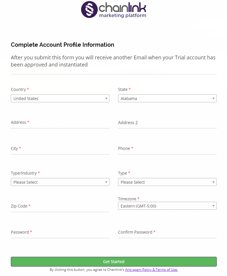 chainlink marketing platform creating an account