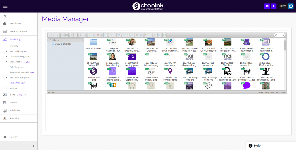 chainlink marketing platform media manager