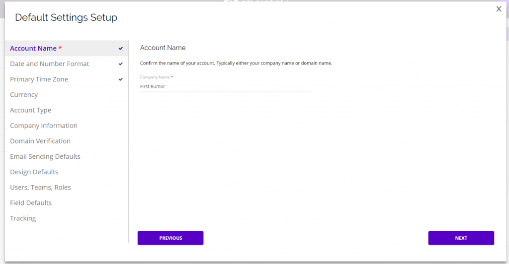 Chainlink marketing platform default settings