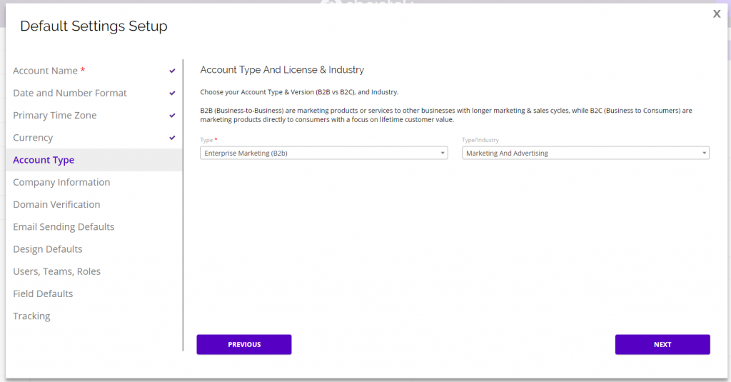 chainlink marketing platform default settings