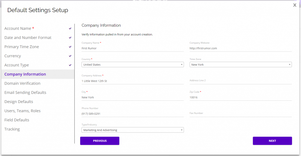 chainlink marketing platform default settings