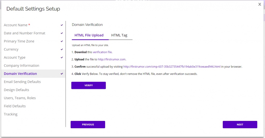 chainlink marketing platform default settings