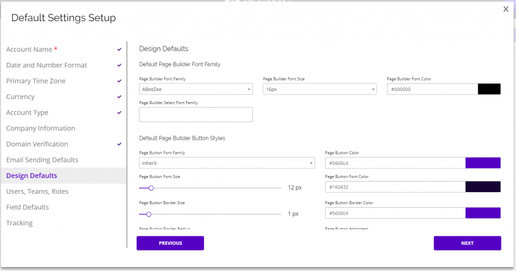 chainlink marketing platform default settings
