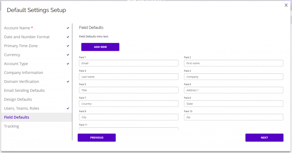 chainlink marketing platform default settings