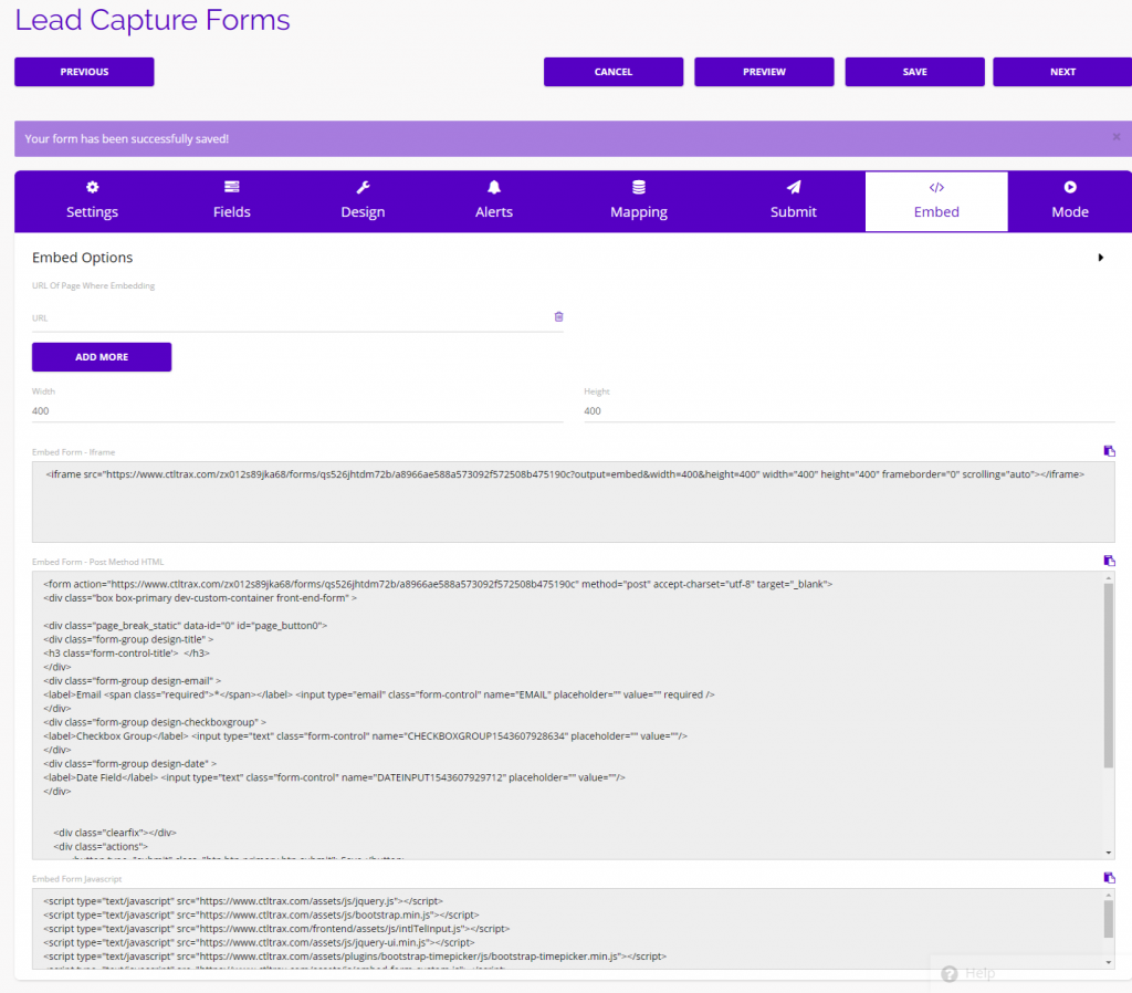 chainlink marketing platform forms