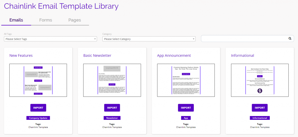 chainlink marketing platform email templates