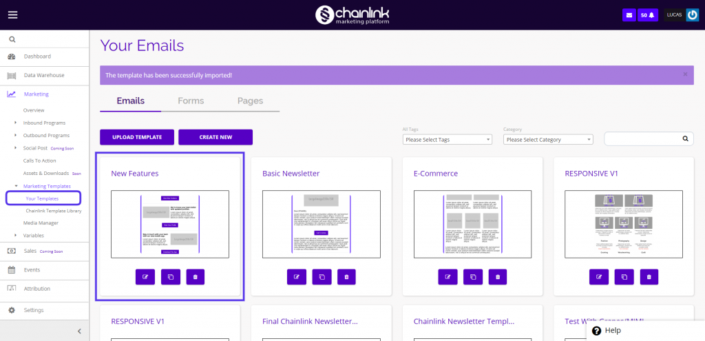 chainlink marketing platform email templates