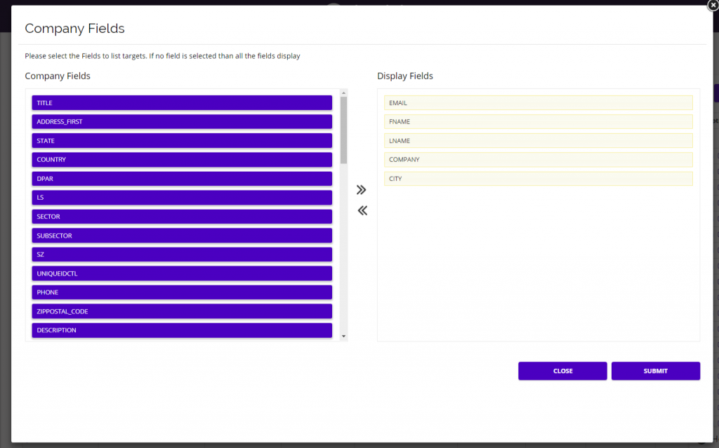 Chainlink targets select fields to display