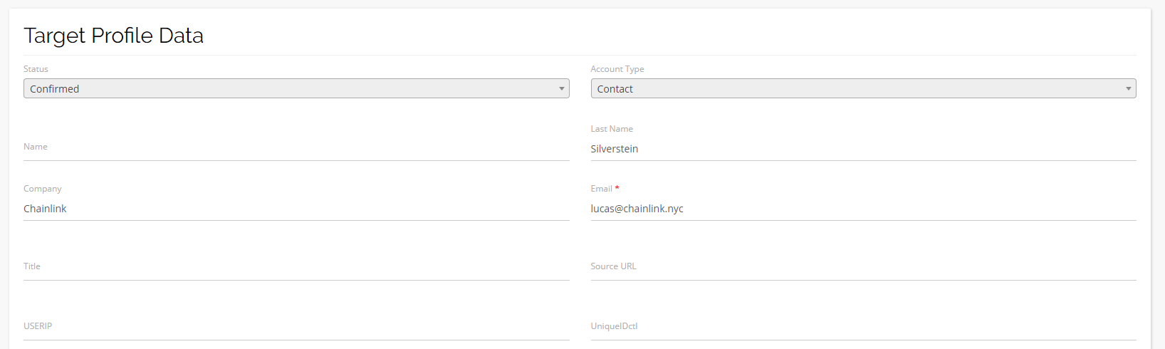 chainlink marketing platform target profile data