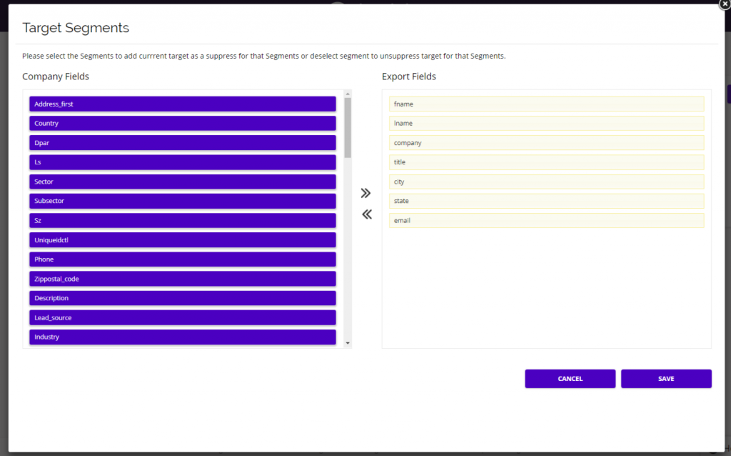 Chainlink export target segments