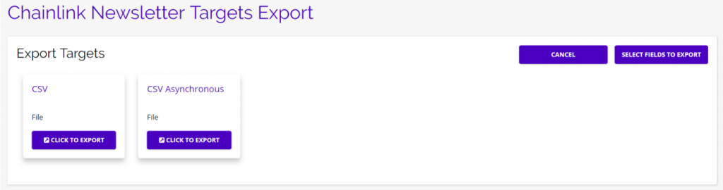Chainlink marketing platform export targets