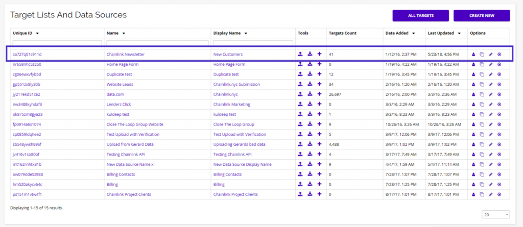 Chainlink view individual data source