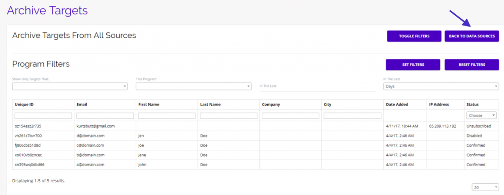 Chainlink return to data source dashboard