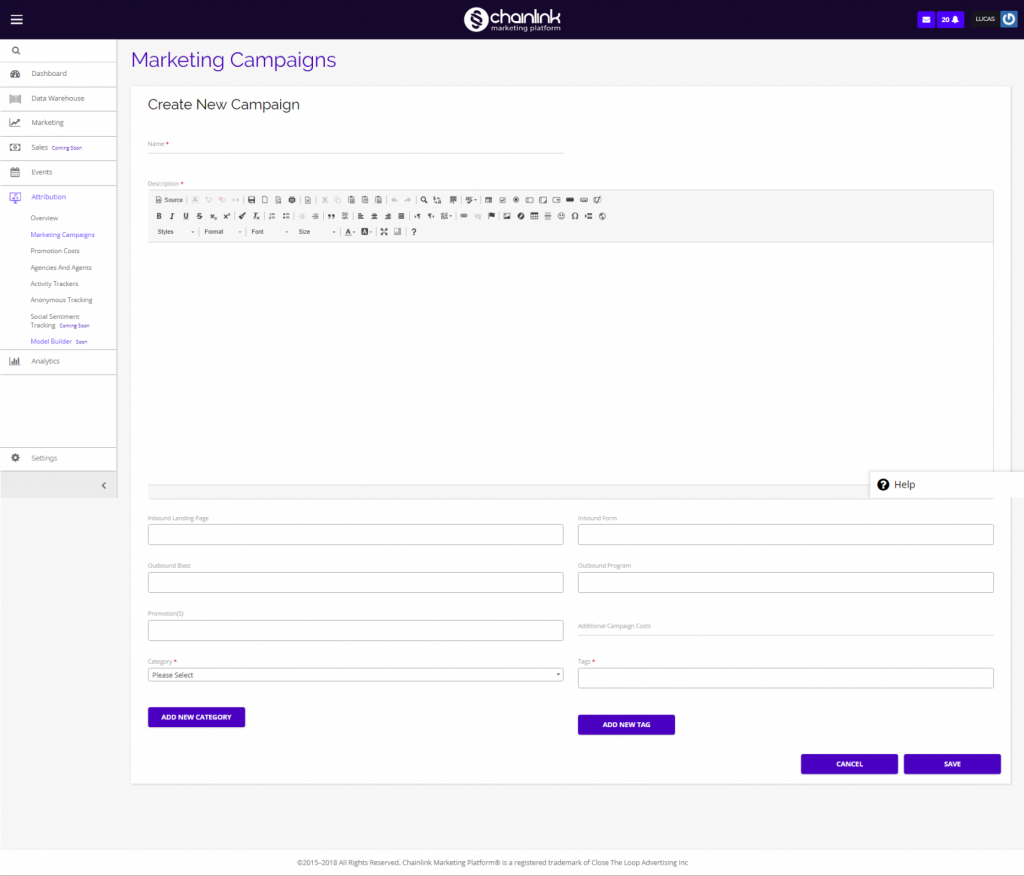 Chainlink create new marketing campaign