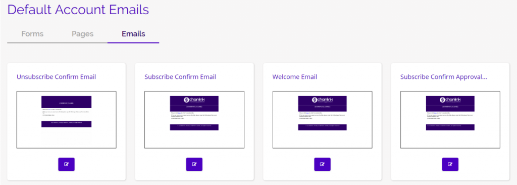 Chainlink marketing platform default account emails