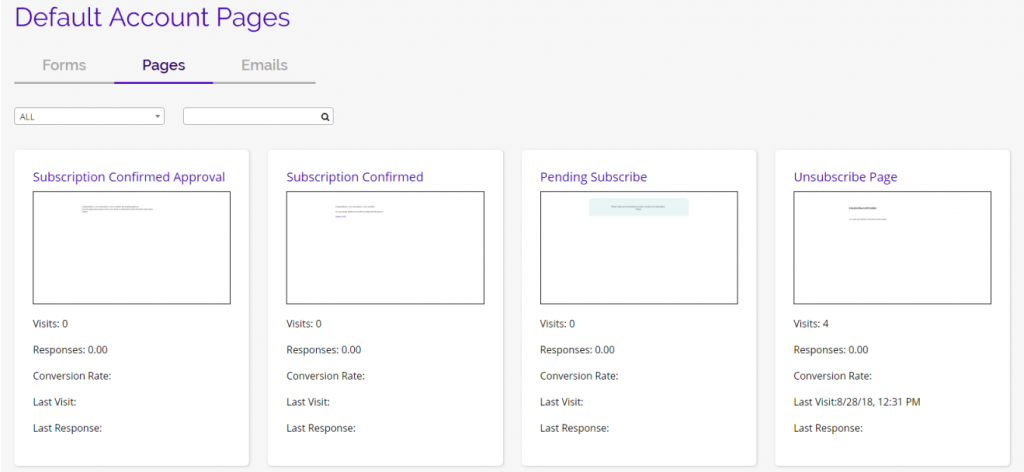 Chainlink marketing platform default account pages
