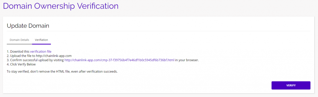 Chainlink domain verification steps