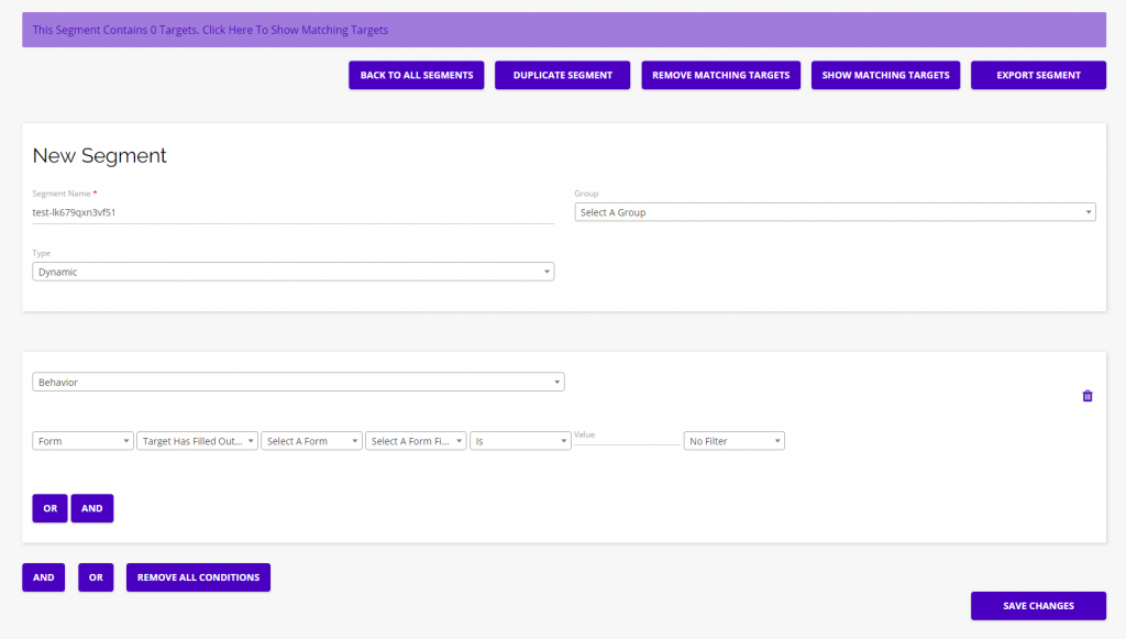 Chainlink Marketing Platform edit existing segments