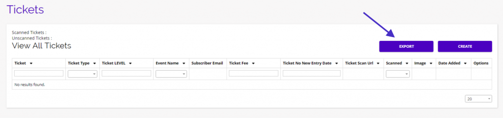 Chainlink export tickets