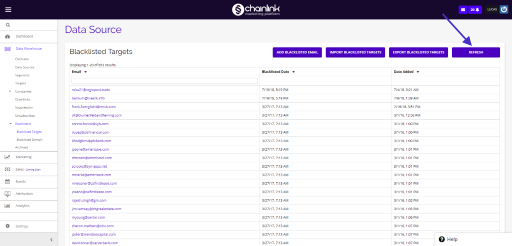 Chainlink refresh blacklisted targets