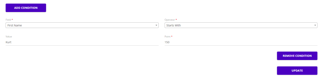 Chainlink marketing platform target score settings custom conditions