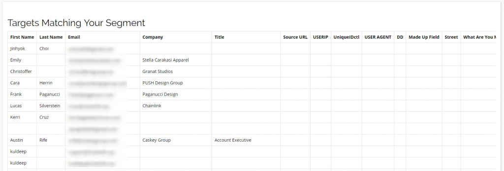 Chainlink marketing platform show matching targets