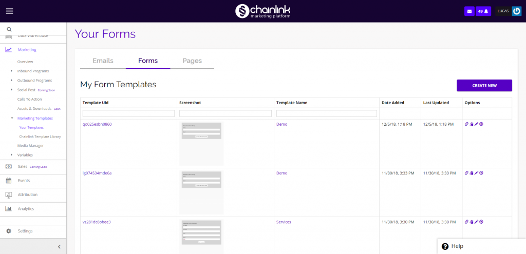 chainlink marketing platform your forms