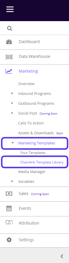 chainlink marketing platform templates
